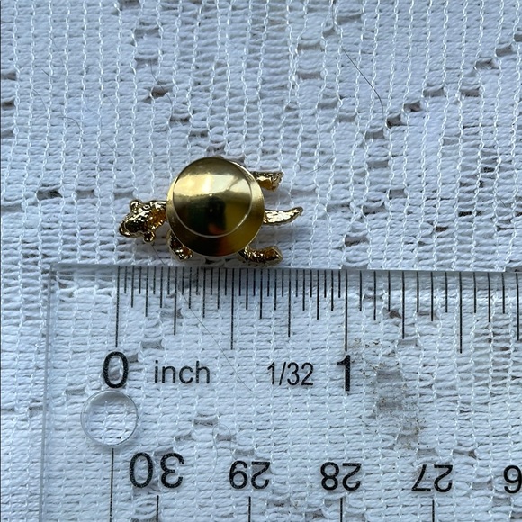Charming Gold Tone Turtle Pin with Sparkly Rhinestone Accents - Picture 4 of 10